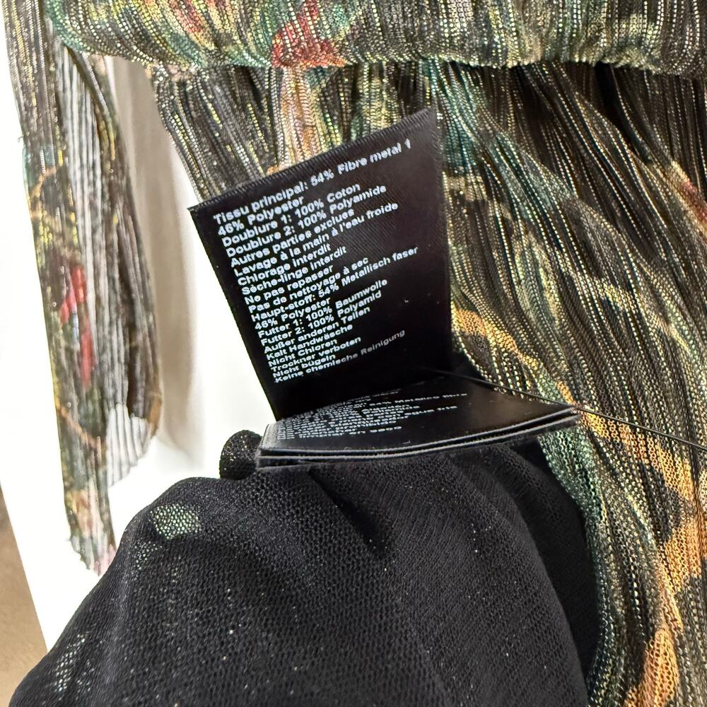 ba&sh Hendrix Floral Metallic Plissé Knit Long Sleeve Maxi Dress Size 0 XS Black - Picture 13 of 15